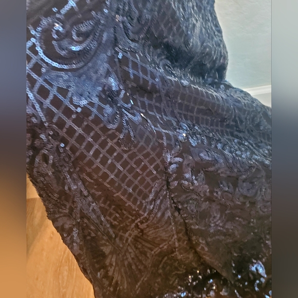 Windsor Black And Blue Sequin Backless Dress - Picture 4 of 6